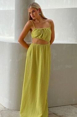 Sabo Backless Annalise Dress in Moss Chartreuse XS NWT Vacation Resortwear